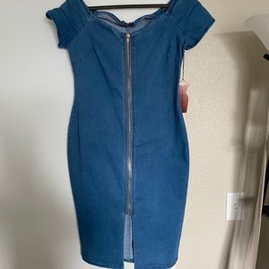 Denim off shoulder dress